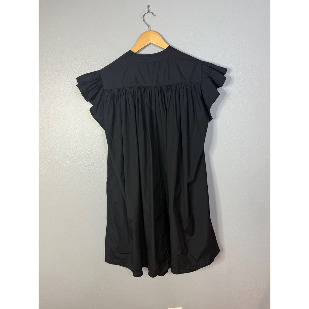 Madewell Flutter Sleeve Button-Front Mini Dress in Poplin Black Medium NWT - Picture 8 of 8